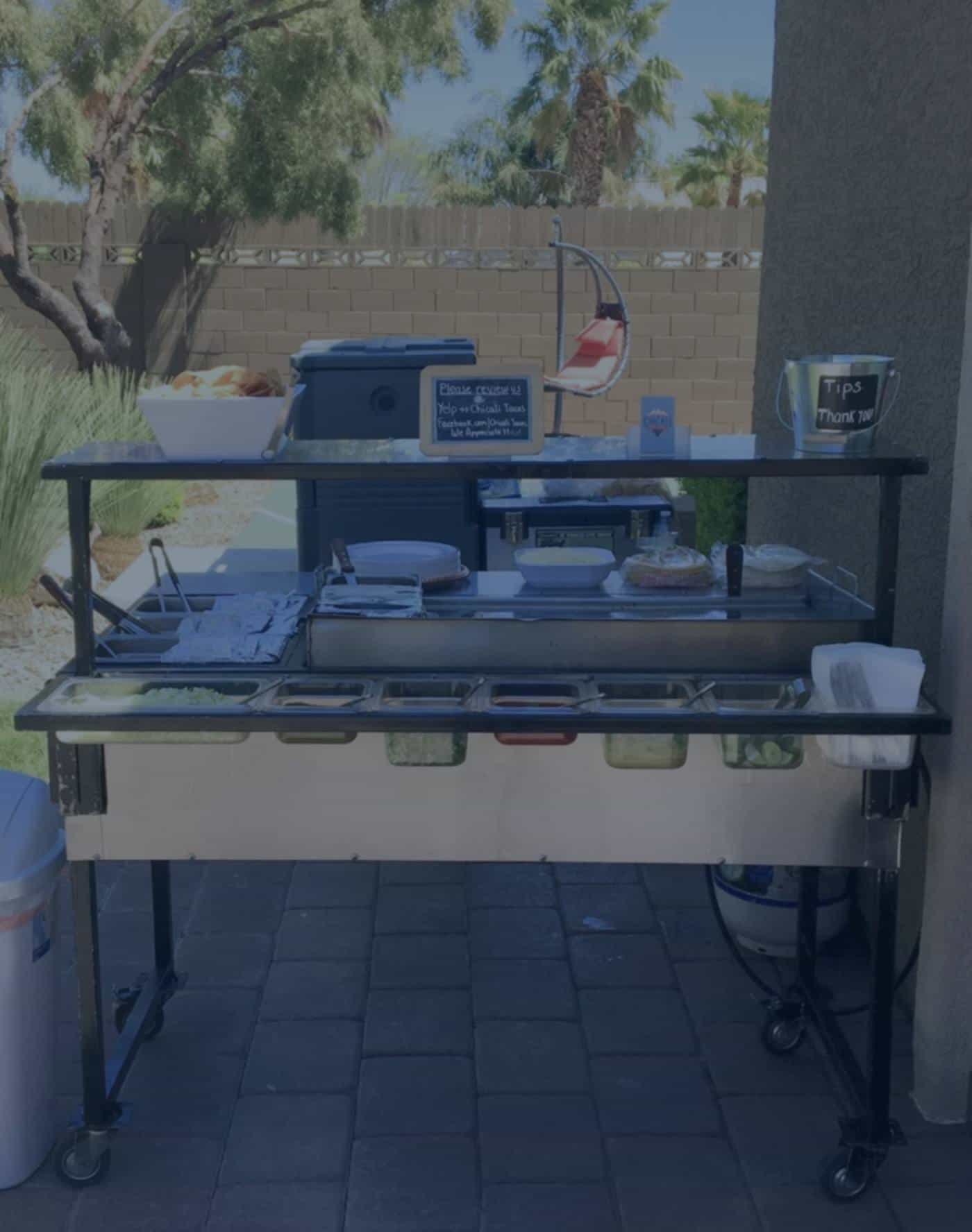 Chicali Tacos full-service catering station set up at a Las Vegas event